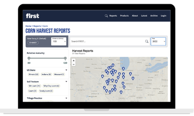 Local corn yield plot locations shown on a map in your area