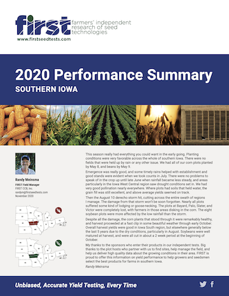 2020 Southern Iowa Performance Summary